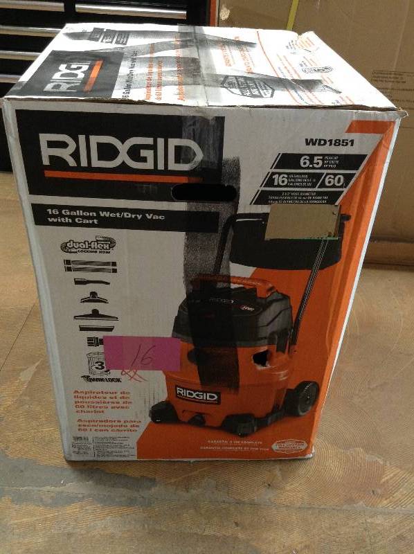 Ridgid WD1851 16 Gal. 6.5-Peak HP Wet Dry Vac not used
