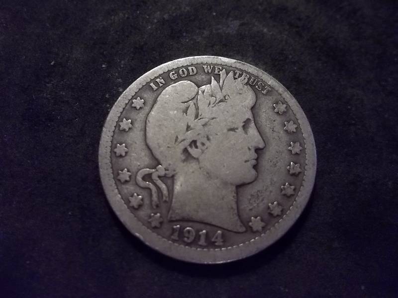 1914  Barber Quarter Better Grade Good Detail
