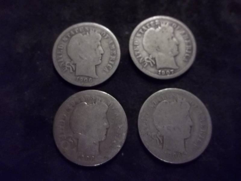 1906, 1906 D, 1906 O, 1907 Barber Dimes