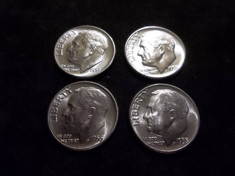 4- 1955 Roosevelt Dimes All MS