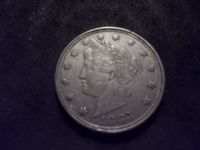 1883 V-Nickel With No Cents In High AU-MS Condition