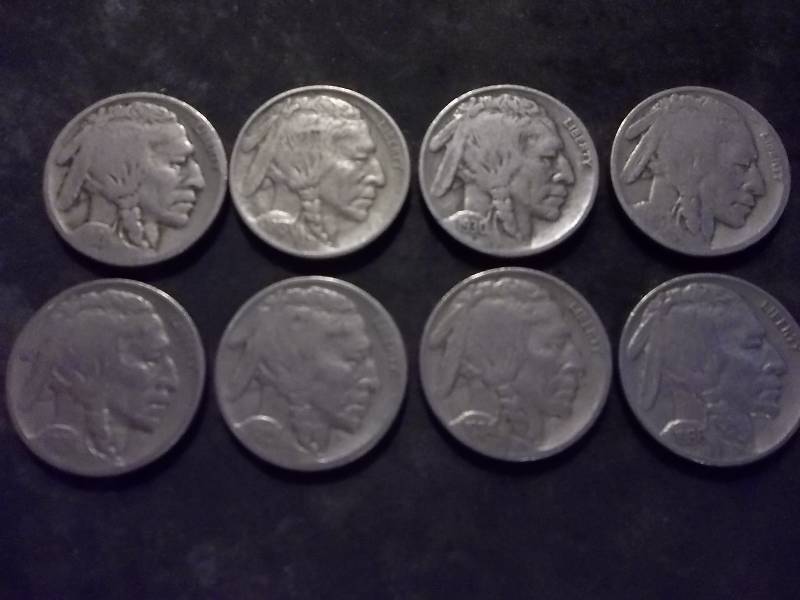 1913, 1926, 1927, 1928, 1929, 1930, 1934, 1936 Buffalo Nickels All Good Readable Dates