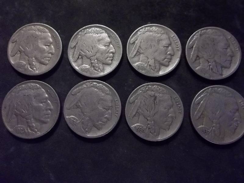 1913, 1926, 1928, 1929 S, 1930, 1934, 1936, 1937 S Buffalo Nickels All Good Readable Dates