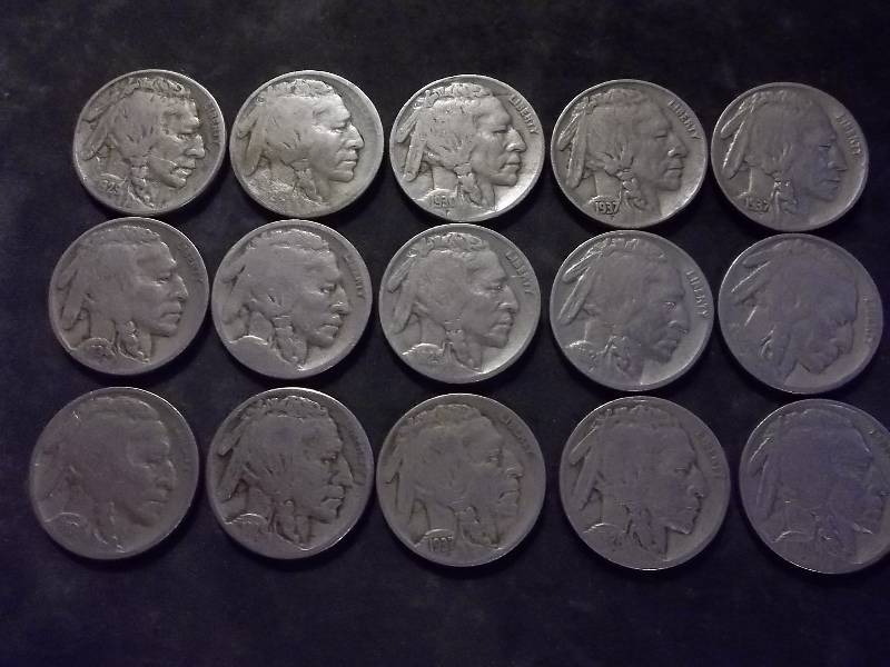 15 Buffalo Nickels 1926-1937