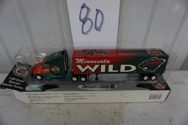 lot 80 image: Minnesota Wild Themed Die Cast Semi Tractor and Trailer