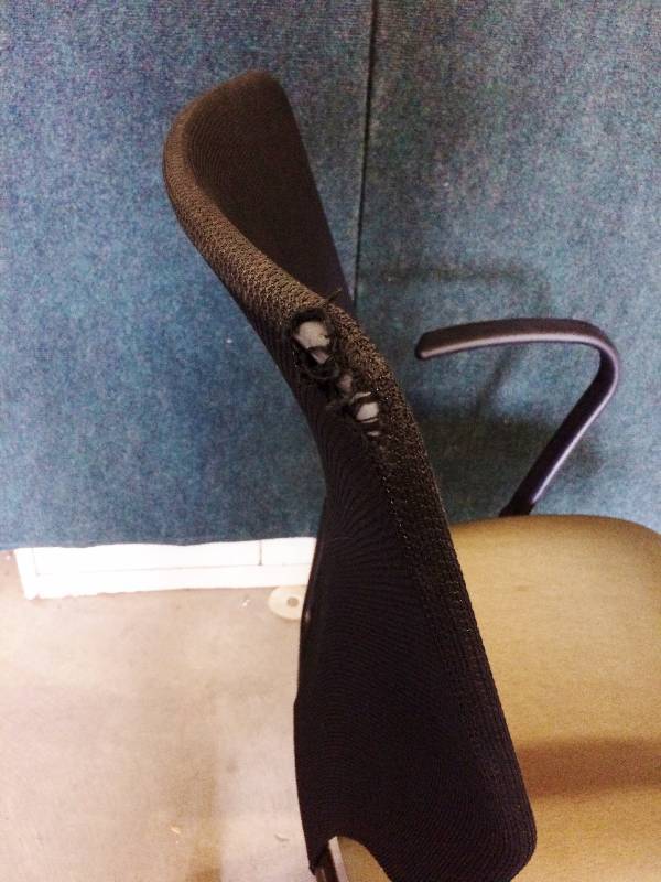 lot 8 image: Retails New $600 Harter Anthro KB Knit Back Designer Ergonomic Task Office Chair - Good Condition - Has Small Wear To Mesh Upper Left Corner Of Back Shown In Second Picture