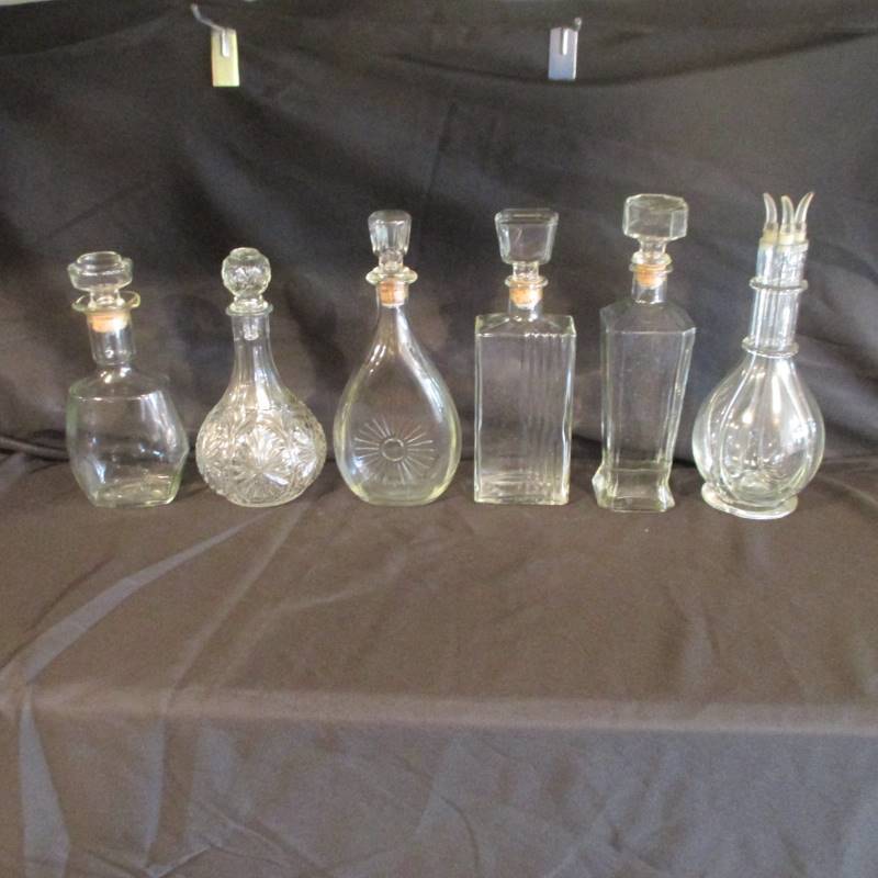 (6) Whiskey Decanters (1) 4 Compartment Whiskey Decanter
