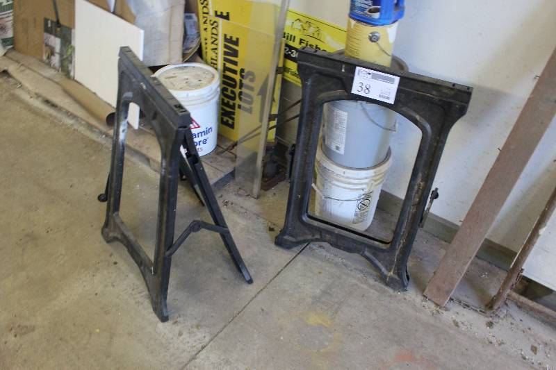lot 38 image: Lot of (2) Plastic Folding Sawhorses
