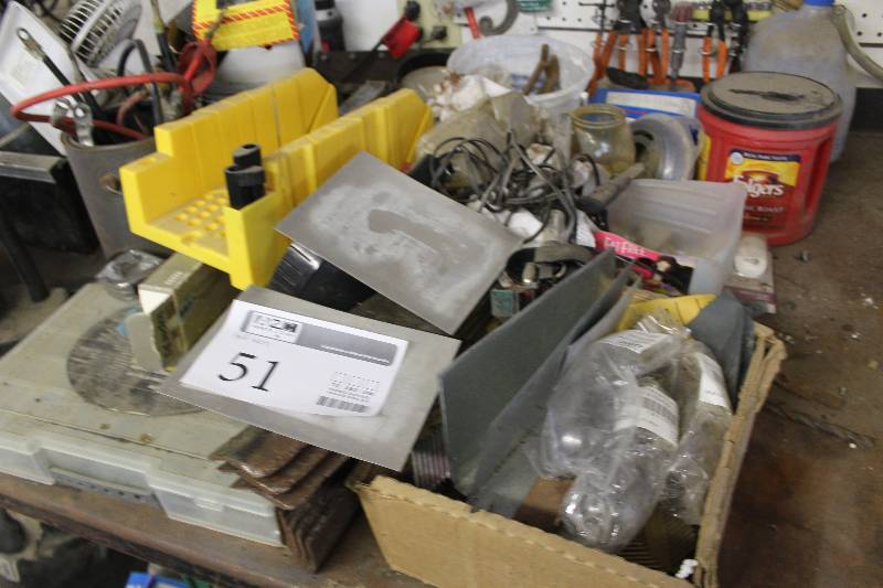 lot 51 image: Half Table Lot Includes Hardware, Automotive Cables, Organizer