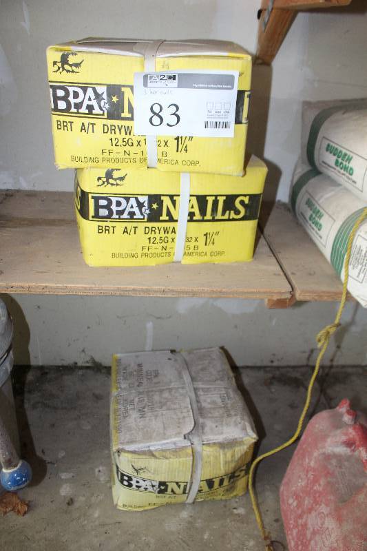 lot 83 image: Lot of (3) Boxes of BPA 1-14in. Drywall Nails