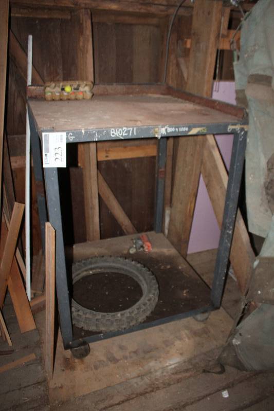 lot 223 image: Rolling Metal 2-Shelf Table