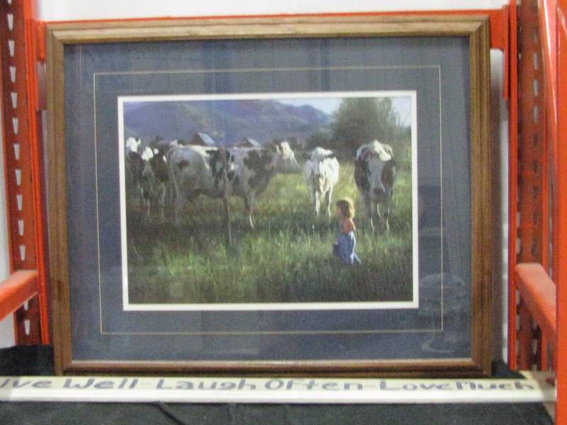 lot 92 image: Framed Cow Print