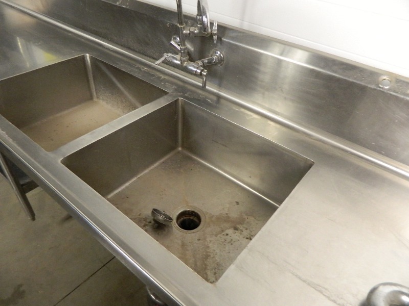LARGE Double Stainless Prep Sink with Garbage Disposal. Restaurant