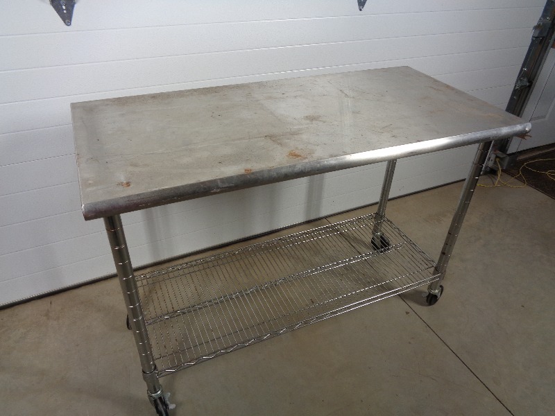 lot 41 image: Stainless Steel Table on Wheels