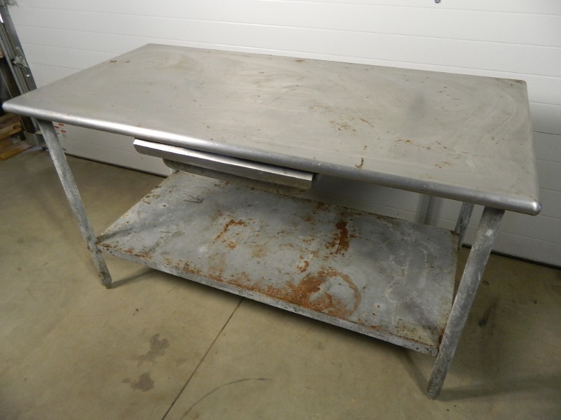 lot 61 image: Stainless Steel Table with Shelf and Drawer