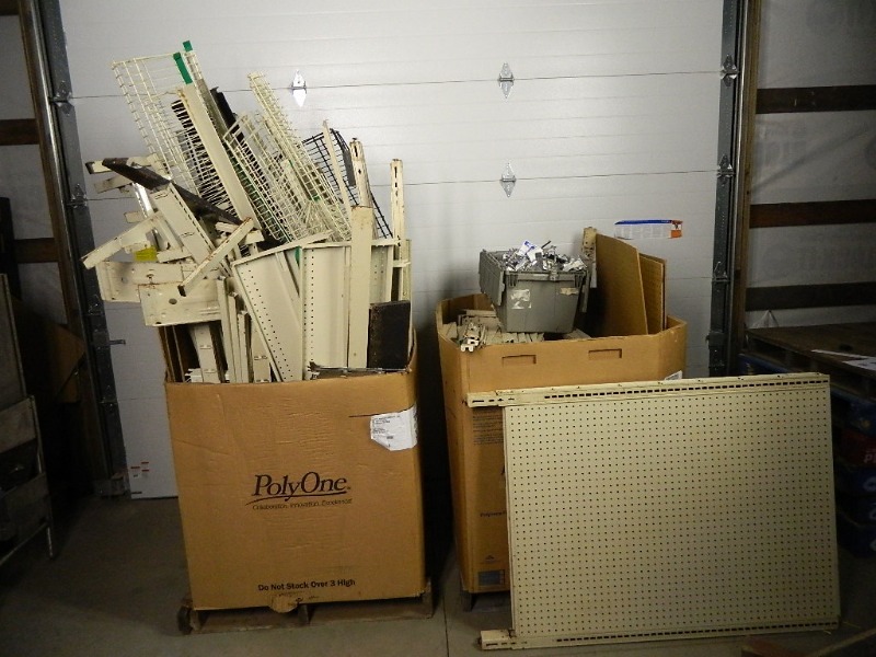 lot 76 image: Large Lot of Lozier Style Shelving  Merchandising Pegboard