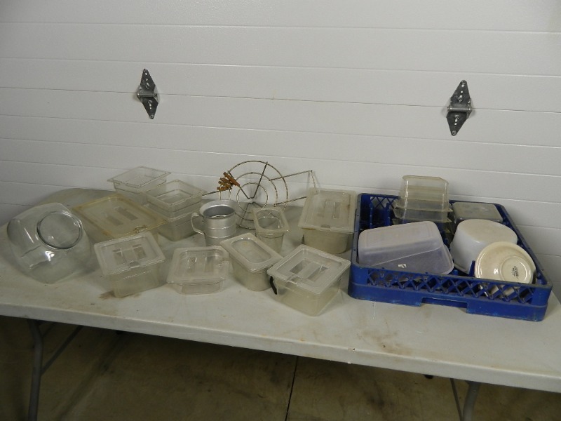 lot 103 image: Dish Rack with Plastic Containers and More