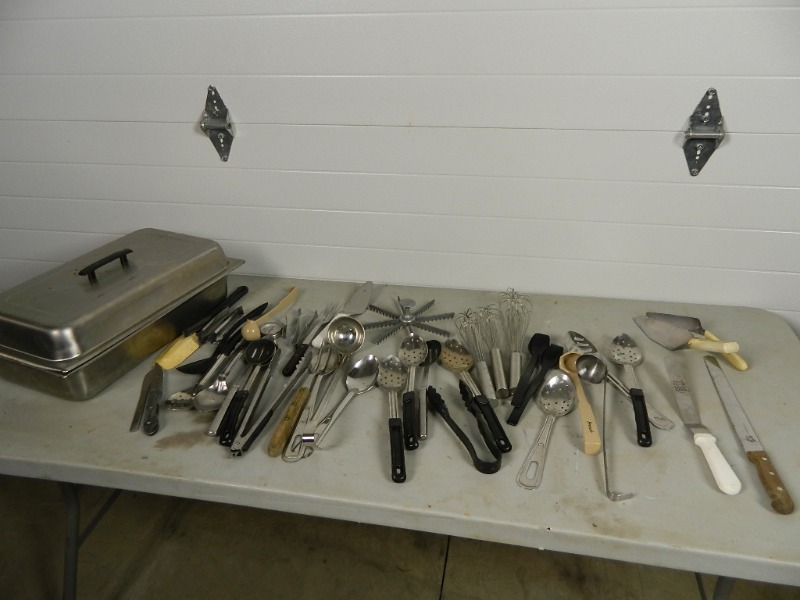 lot 107 image: Stainless Container FULL of Cooking Utensils