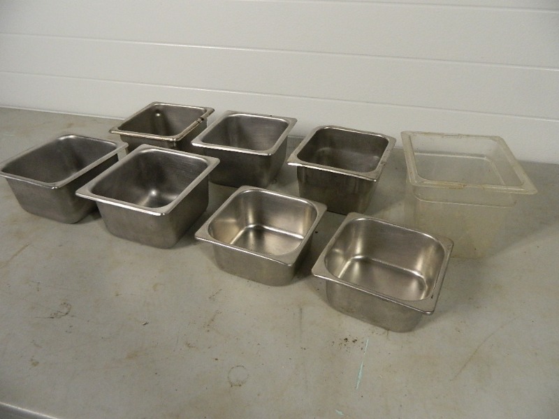 lot 134 image: 7 Stainless Steel Inserts, 1 Plastic