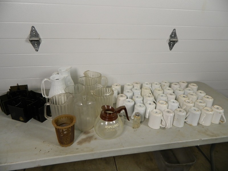 lot 140 image: Coffee Cups, Coffee Pot, Pitchers, and More