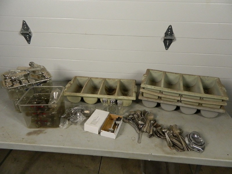 lot 154 image: Silverware, Plastic Storage, Salt and Pepper Shakers