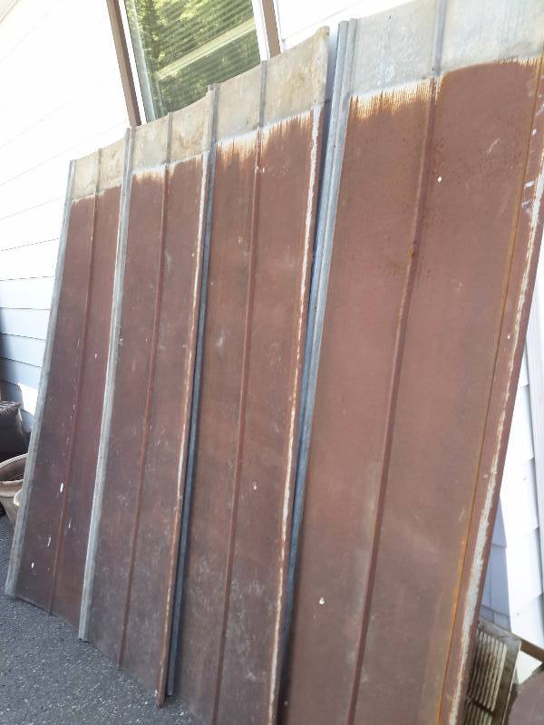 lot 55 image: 4, 24 in x 8ft, Metal Roofing panels.. Nice Patina