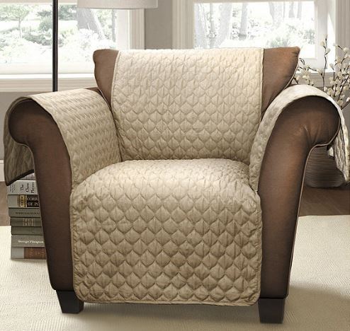 Lot of 3 - Tan Furniture Covers - Sofa  Couch & Chair