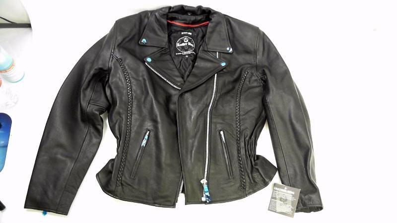 Event Leather Womens Braided Motorcycle Jacket - Black Leather XL