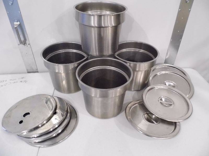 Loft of 4 Large Stainless Steel Inserts wLids