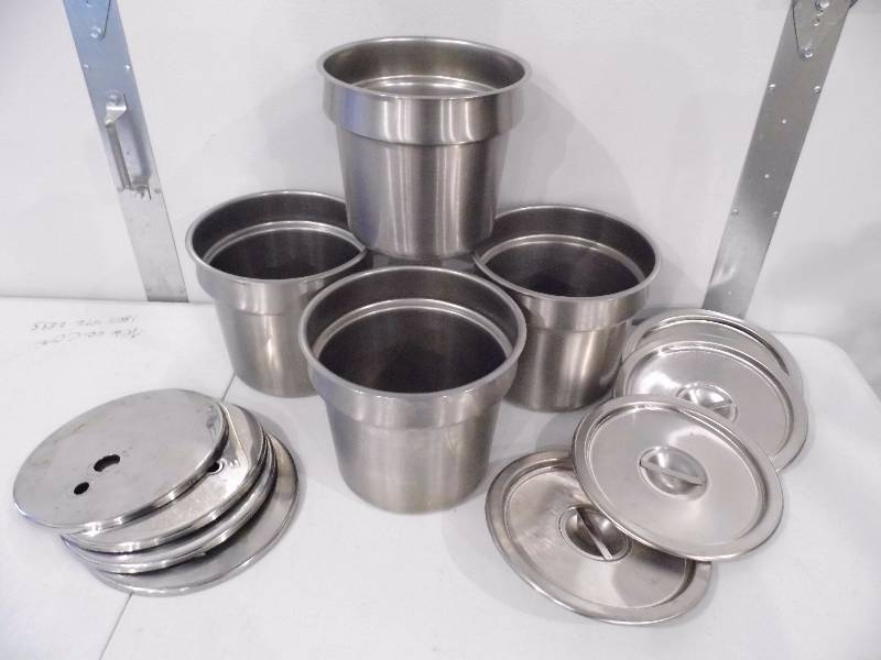 Loft of 4 Large Stainless Steel Inserts wLids