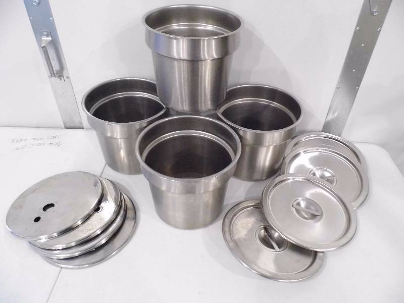 Loft of 4 Large Stainless Steel Inserts wLids