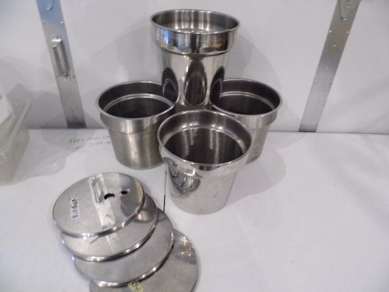 Lot of 4 Stainless Steel Steam Table Inserts wLid