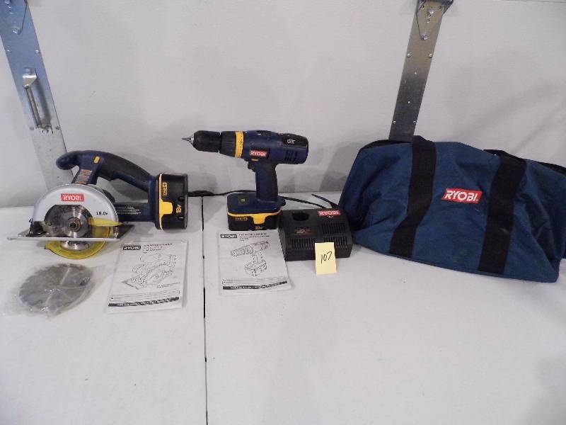 Ryobi Drill, Saw and Bag