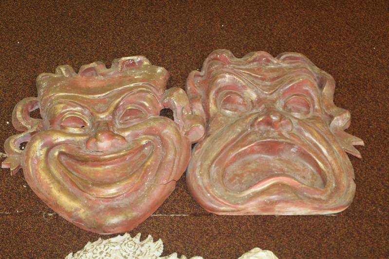 lot 18 image: Lot of (2) Ceramic Theatre Faces