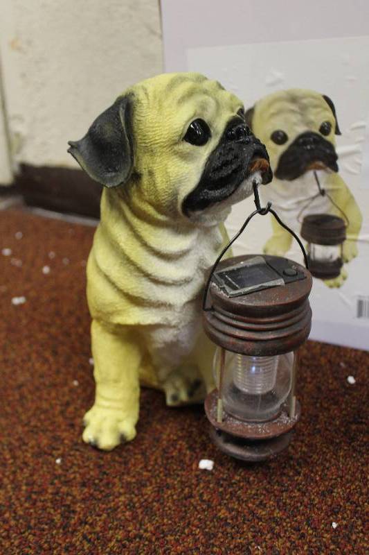 lot 43 image: Pug Dog w Solar Lantern