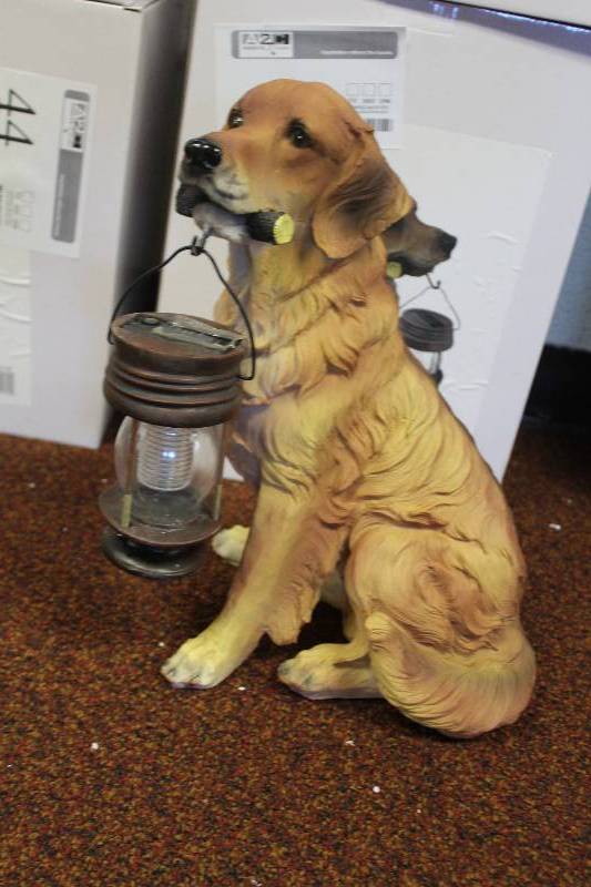 lot 45 image: Golden Labrador Dog w Solar Lantern
