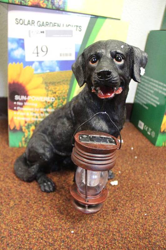 lot 49 image: Black Labrador Dog w Solar Lantern