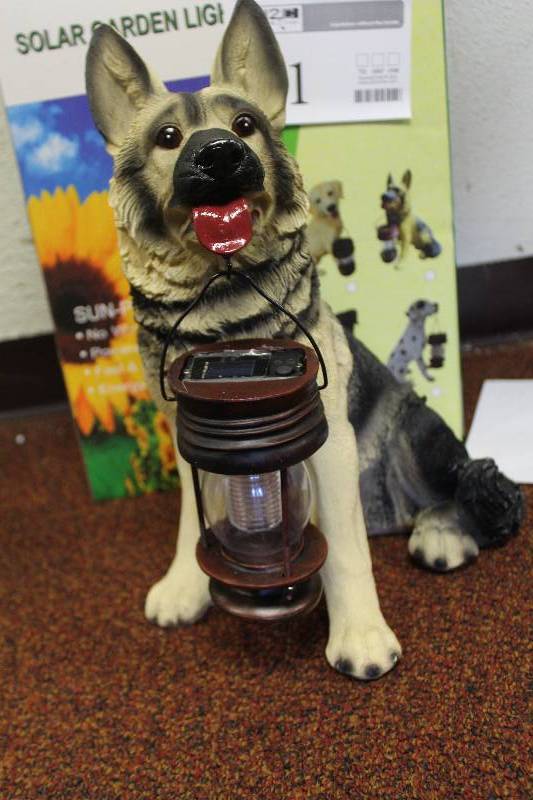 lot 51 image: German Shepherd Dog w Solar Lantern