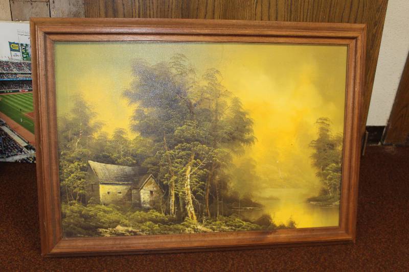lot 56 image: House On Lake Framed Wall Art