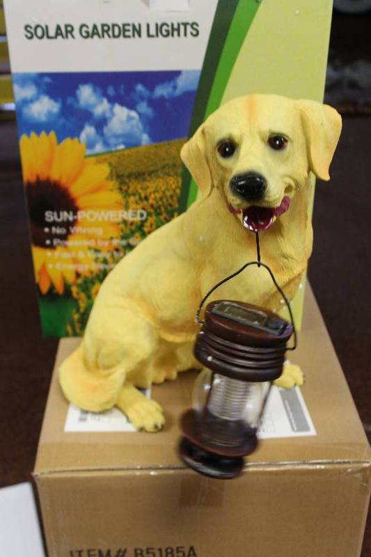 lot 40 image: Golden Labrador Dog w Solar Lantern
