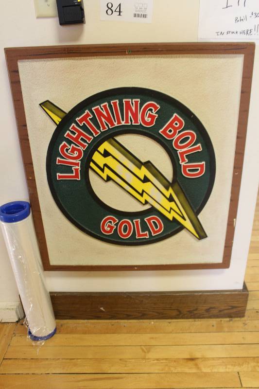 lot 84 image: Lightning Bold Gold Wall Advertising Sign