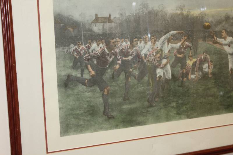 1895 Framed Matted Signed Rugby Wall Art by W.B. Wollen | Vintage World ...