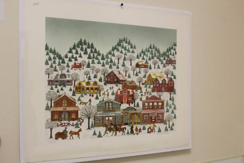 lot 110 image: Signed Numbered Snow Village Wall Art by Margaret Robinson, #22300