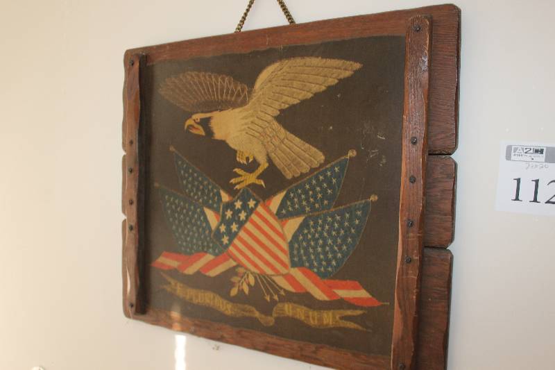 lot 112 image: Decorative American Flag Wall Art