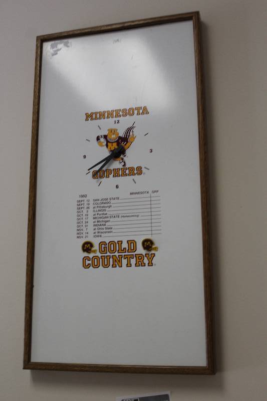 lot 229 image: 1992 Minnesota Gopher Schedule Clock