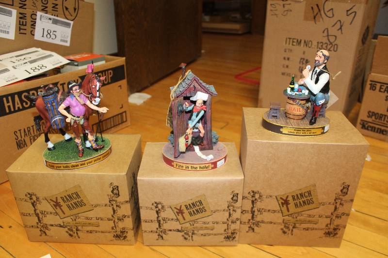 lot 191 image: Lot of (3) Ranch Hands Collectible Figurines Includes Fire In The Hole, Keep Your Balls Clean And Your Putter Covered, Around This Place Noone Plays With A Full Deck In Box