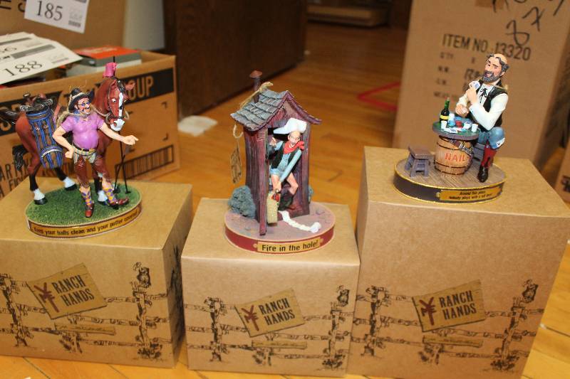 lot 189 image: Lot of (3) Ranch Hands Collectible Figurines Includes Fire In The Hole, Keep Your Balls Clean And Your Putter Covered, Around This Place Noone Plays With A Full Deck In Box