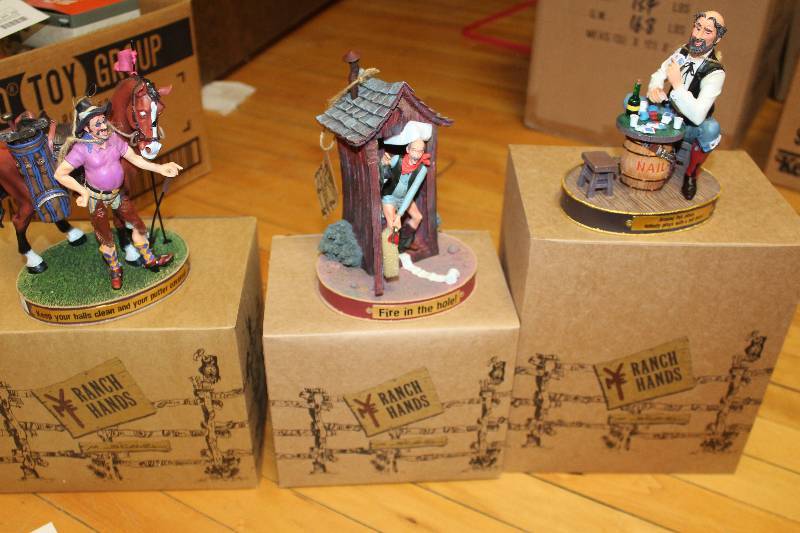 lot 194 image: Lot of (3) Ranch Hands Collectible Figurines Includes Fire In The Hole, Keep Your Balls Clean And Your Putter Covered, Around This Place Noone Plays With A Full Deck In Box