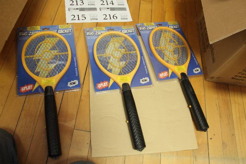 lot 215 image: Lot of (3) Bug Zapper Battery Operated Tennis Racket Bug Killer