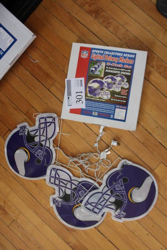 lot 301 image: Lot of (2) Minnesota Vikings Lighted Helmet Pathway Set